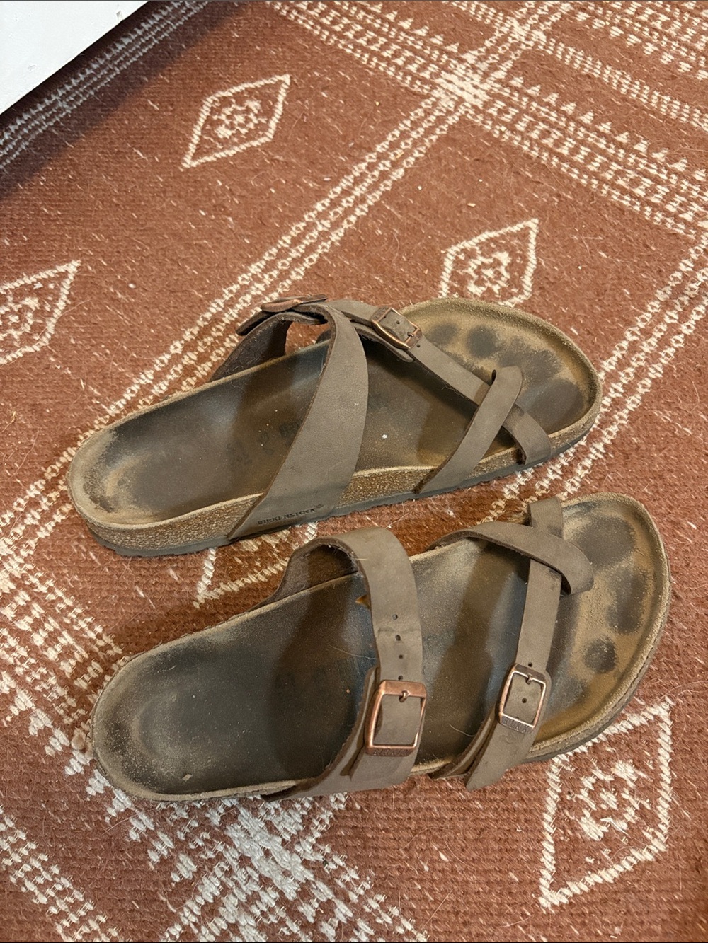 Birkenstock Brown Suede Cross-Strap Sandals with Buckles